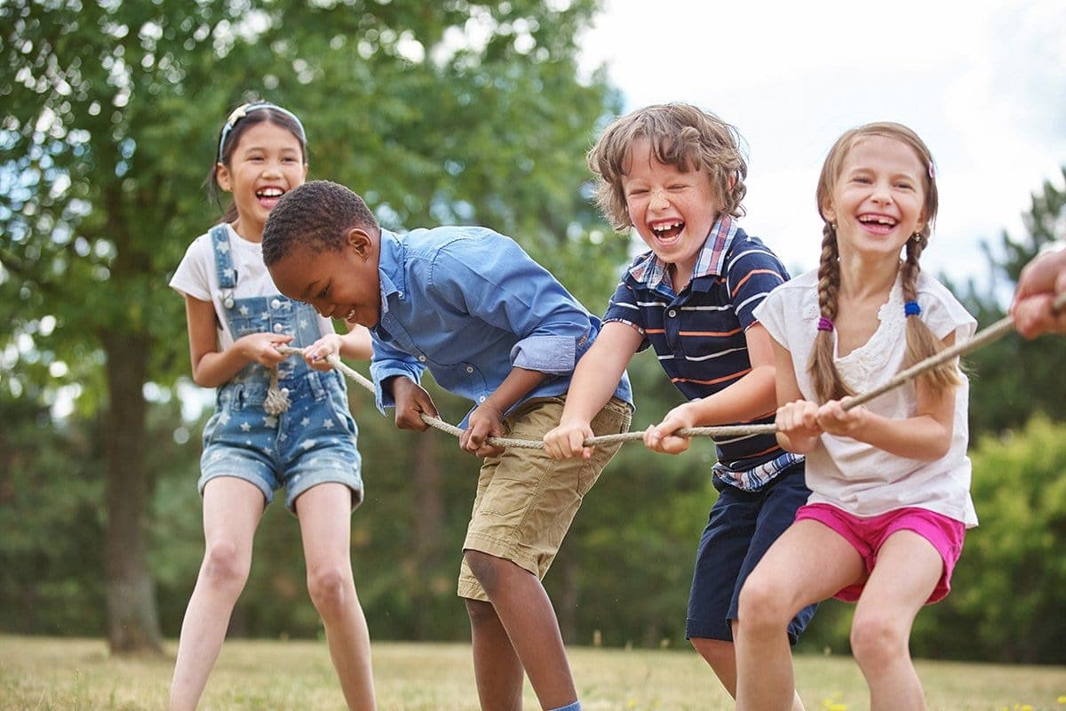 Children playing happily outdoors